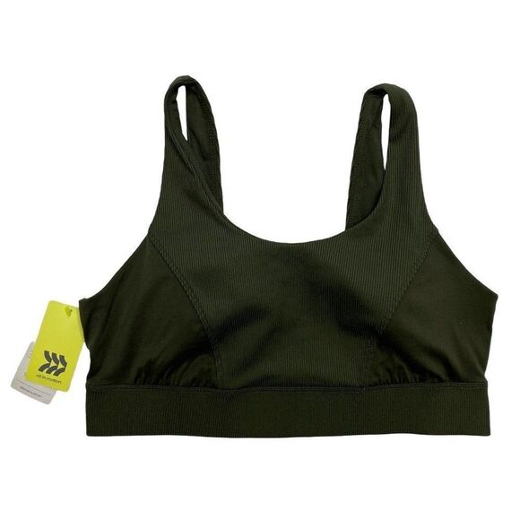 All In Motion Sports Bra Womens LARGE Dark Green Very Soft Removable-Cup NEW - Picture 3 of 12